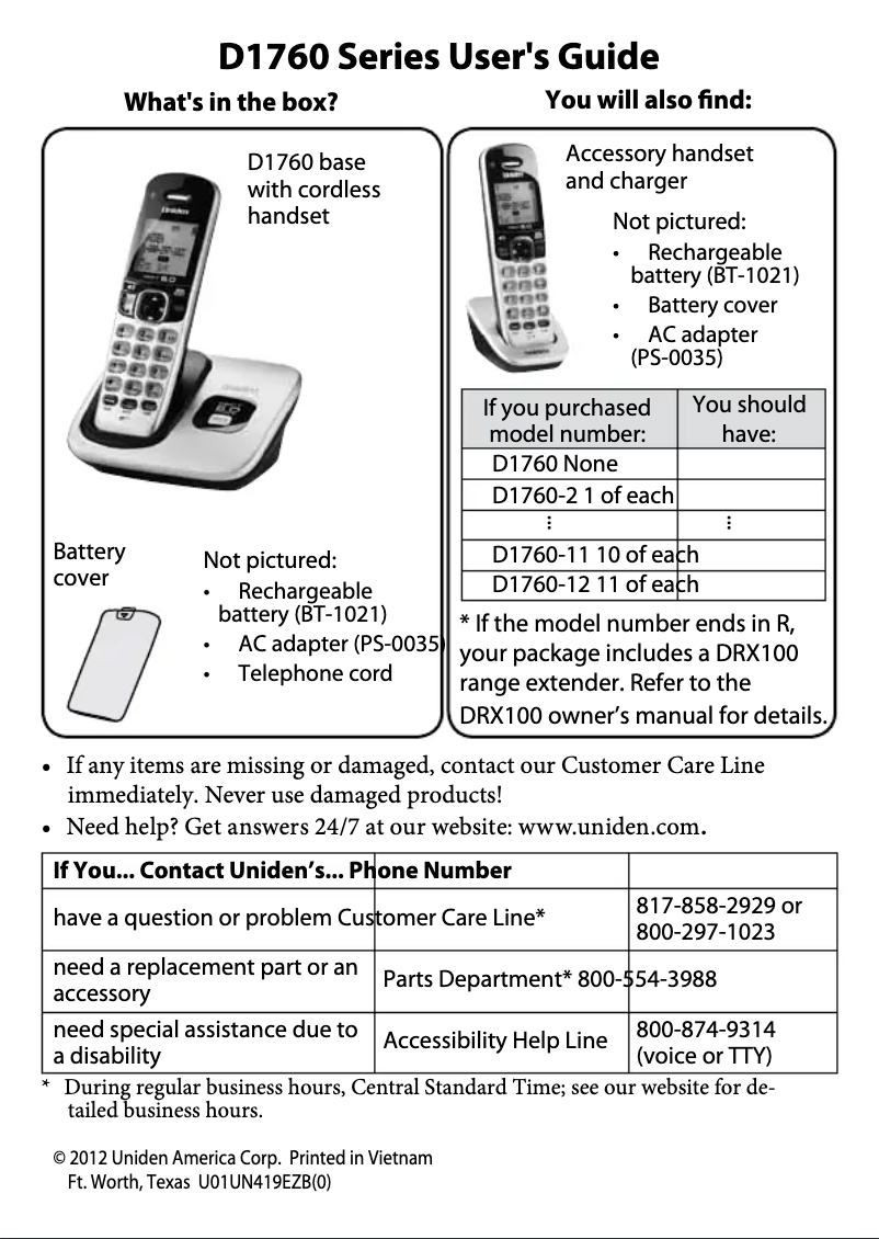 First page image of the manual for D1760-2