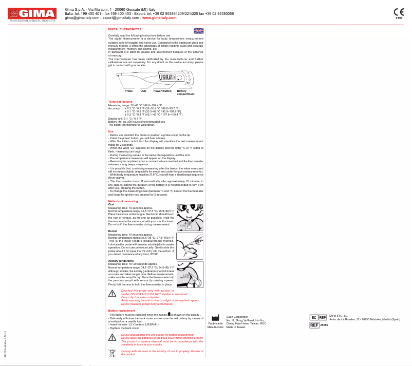 Page 1 de la notice Manuel utilisateur GIMA 25556