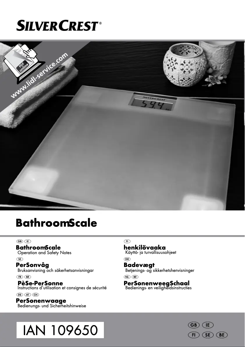 Page 1 de la notice Manuel utilisateur SilverCrest 109650-14-01