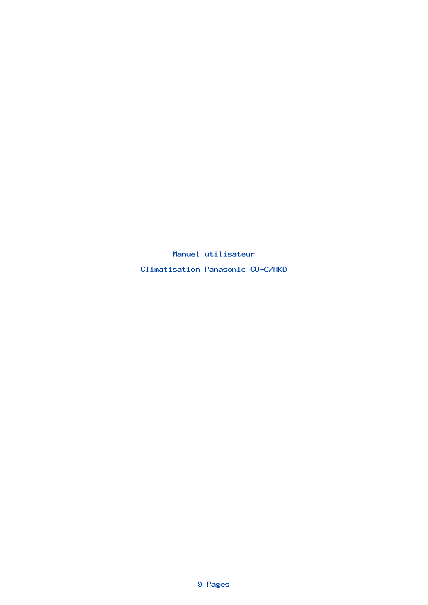 Page 1 de la notice Manuel utilisateur Panasonic CU-C7HKD