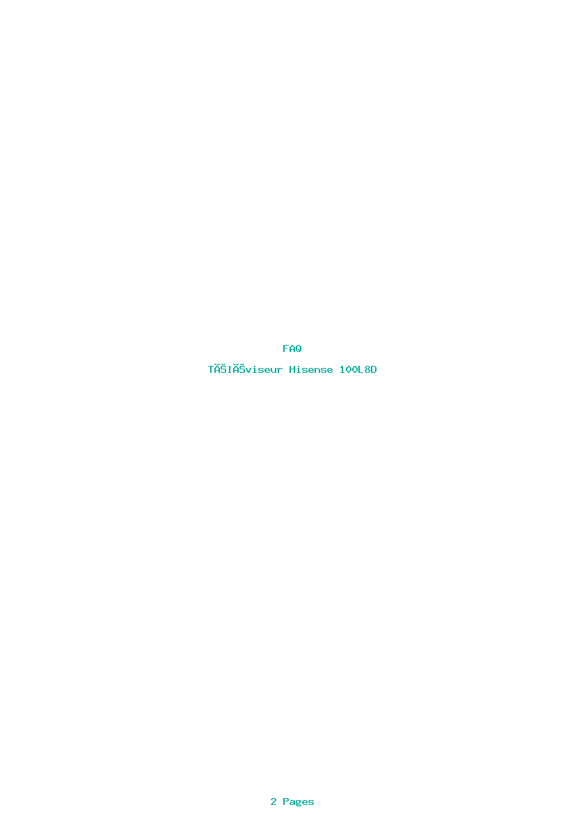 Page 1 de la notice FAQ Hisense 100L8D