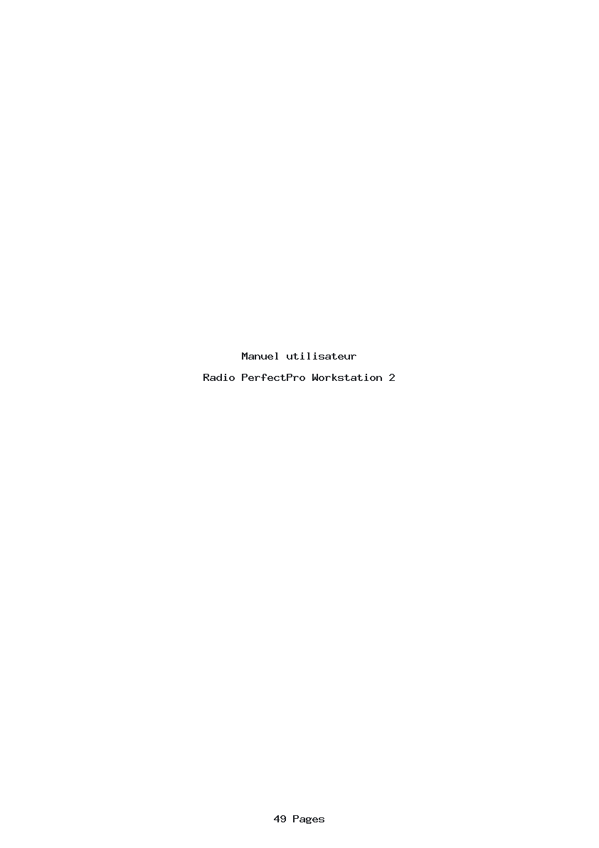 Page 1 de la notice Manuel utilisateur PerfectPro Workstation 2