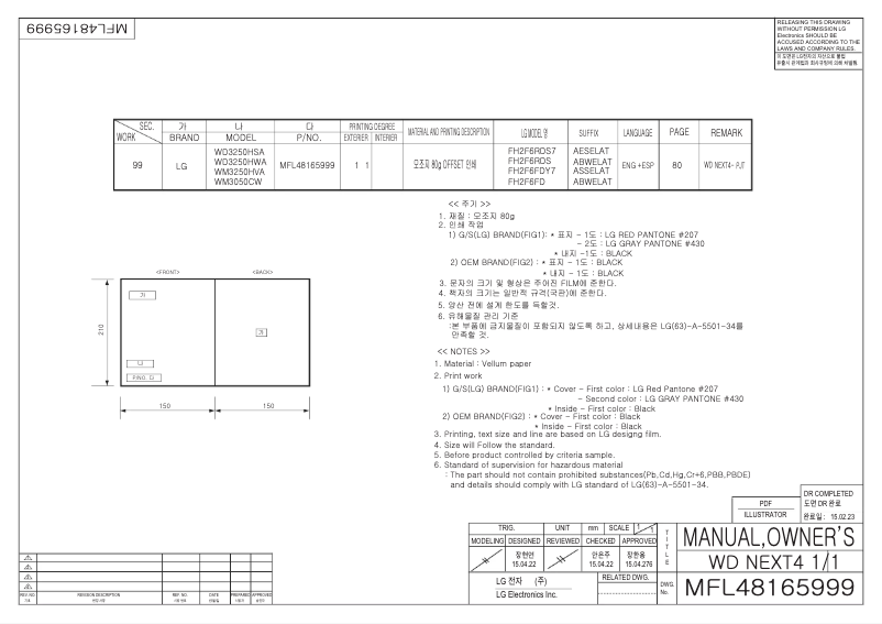 Page 1 of the manual User Manual LG WD3250HWA