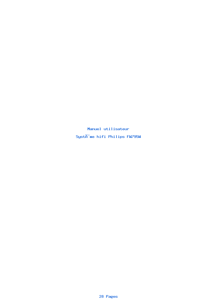 Page 1 de la notice Manuel utilisateur Philips FW795W