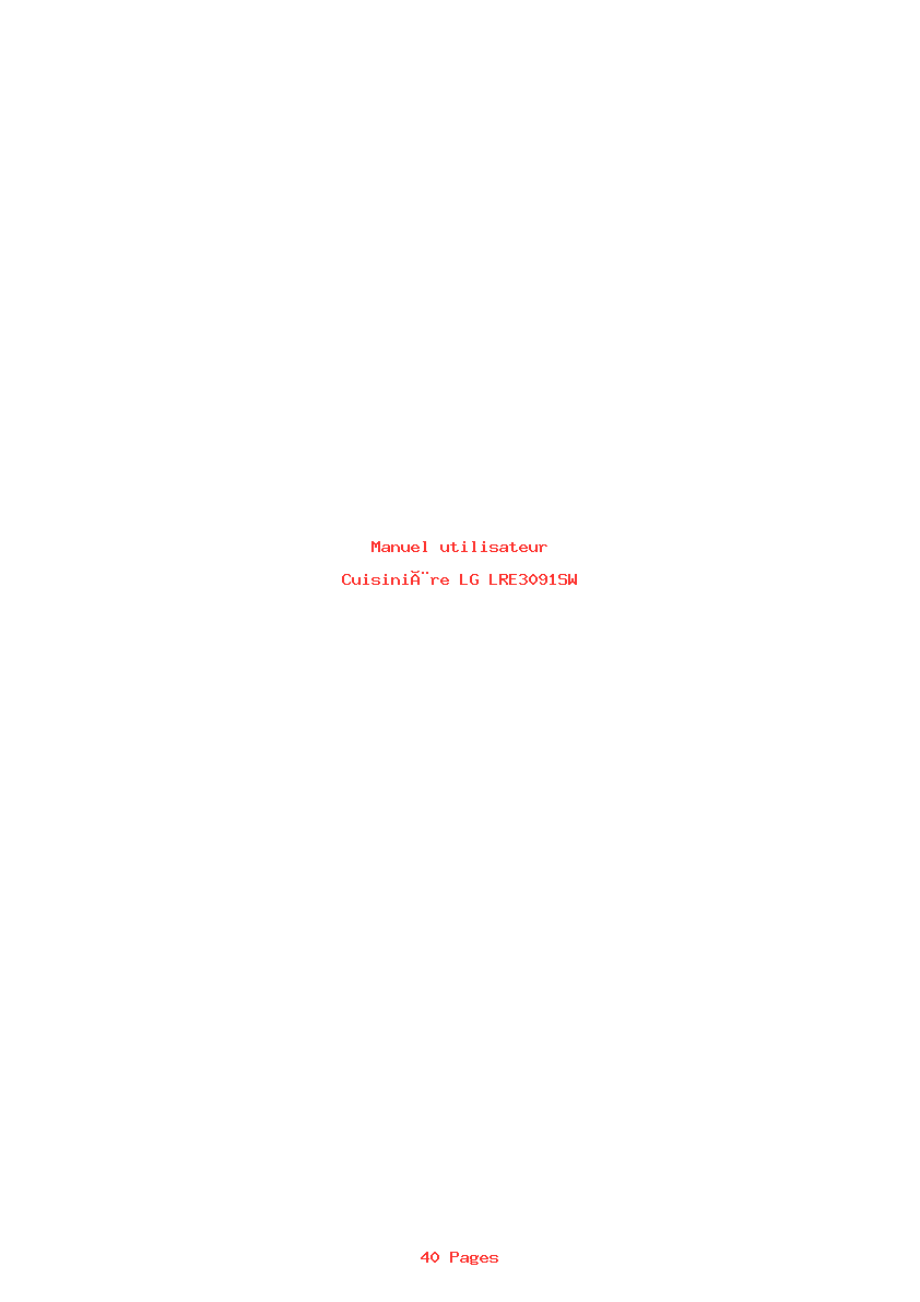 Page 1 de la notice Manuel utilisateur LG LRE3091SW