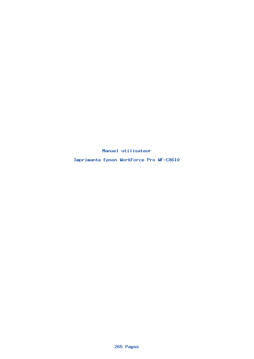 Page 1 de la notice Manuel utilisateur Epson WorkForce Pro WF-C8610