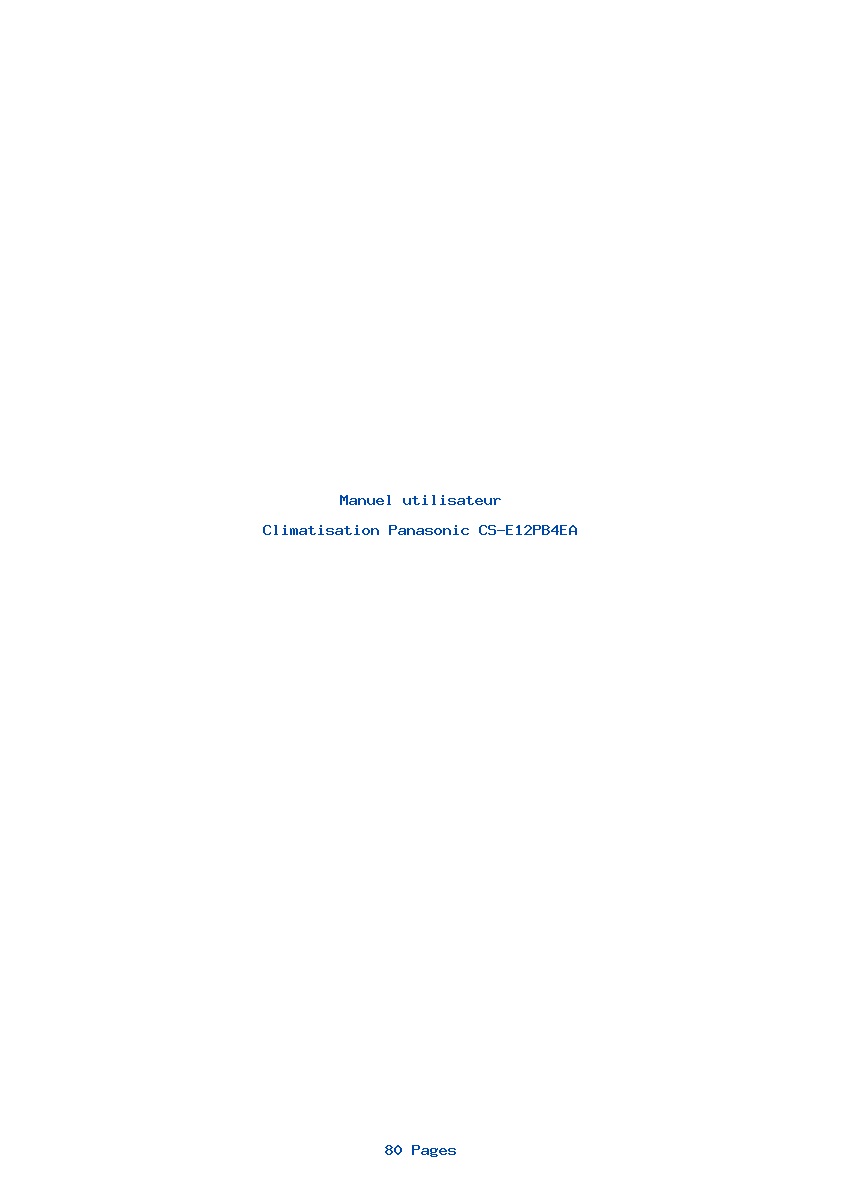 Page 1 de la notice Manuel utilisateur Panasonic CS-E12PB4EA