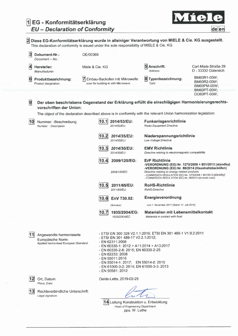 Page 1 de la notice Manuel utilisateur Miele H 7340 BM
