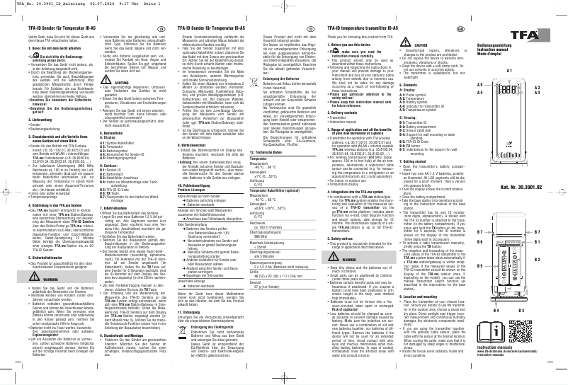 Page 1 de la notice Manuel utilisateur TFA ID-A5 30.3901.02