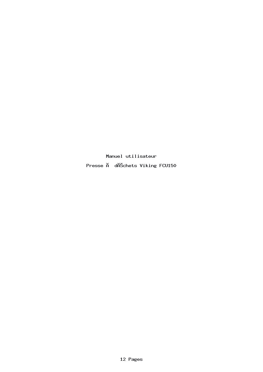Page 1 de la notice Manuel utilisateur Viking FCU150