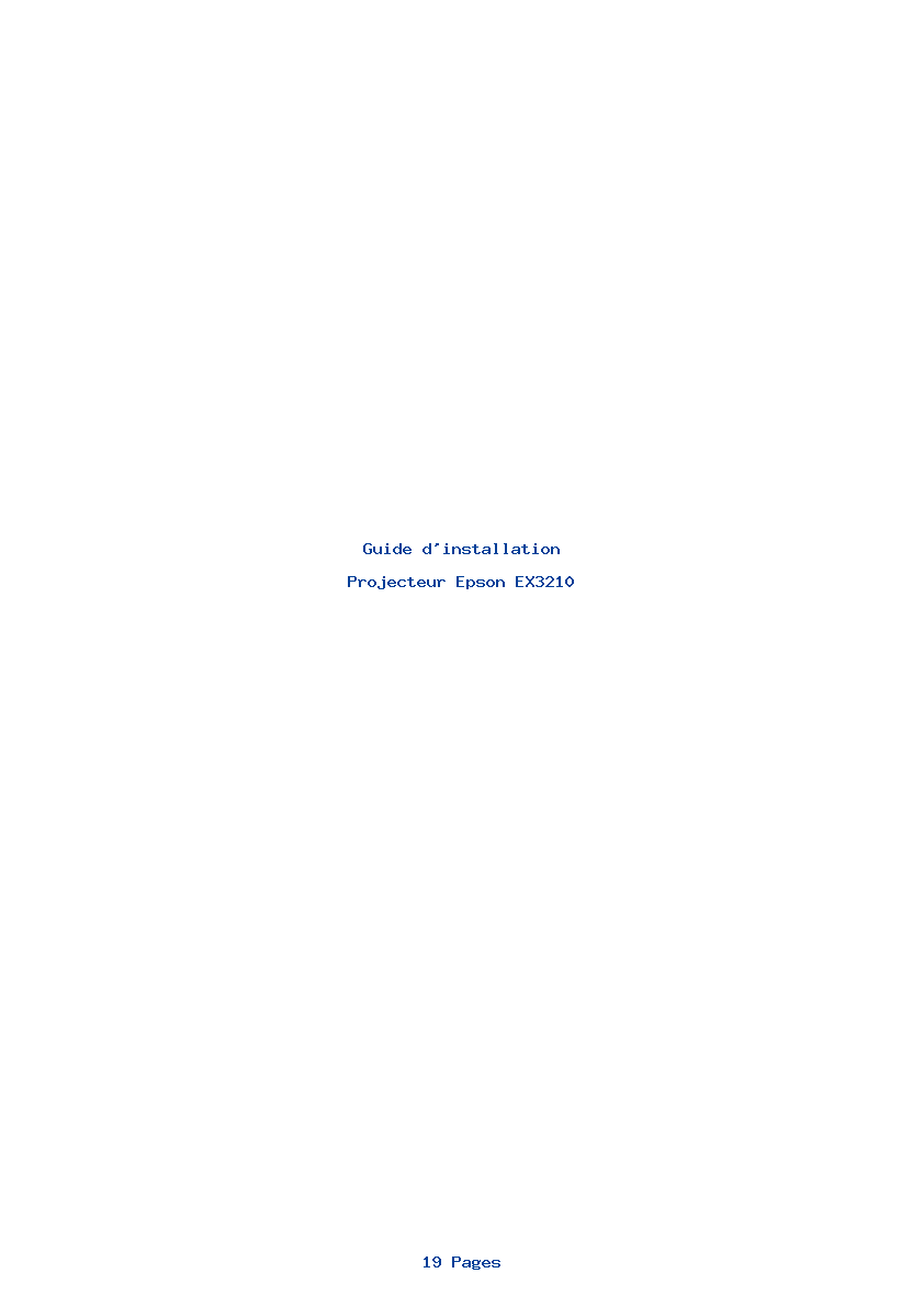 Page 1 de la notice Guide d'installation Epson EX3210