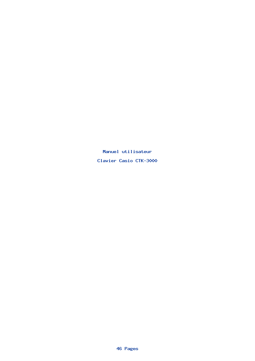 Page 1 de la notice Manuel utilisateur Casio CTK-3000
