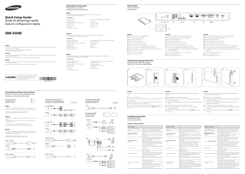Page 1 de la notice Guide d'installation Samsung SBB-SS08E