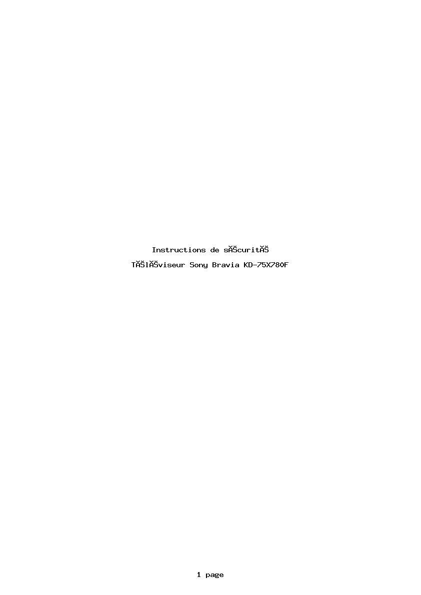 Page 1 de la notice Instructions de sécurité Sony Bravia KD-75X780F