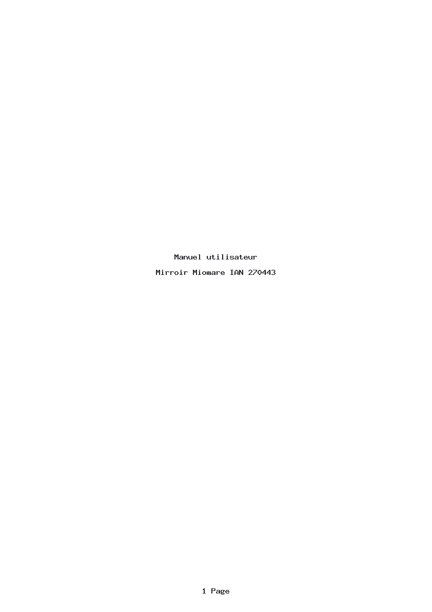 Page 1 de la notice Manuel utilisateur Miomare IAN 270443
