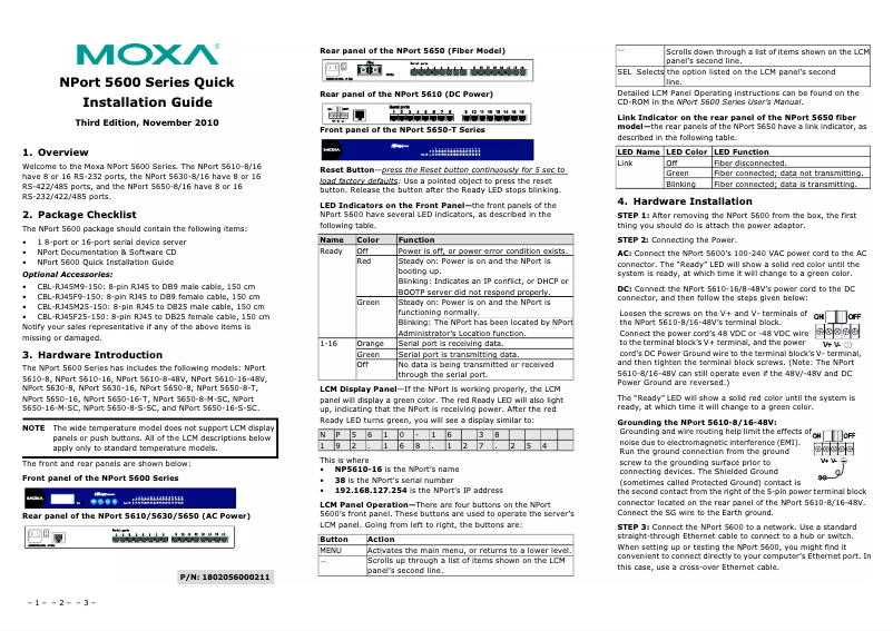 Page 1 de la notice Manuel utilisateur Moxa NPort 5650-8