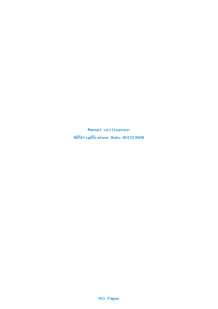 Page 1 de la notice Manuel utilisateur Beko BU1153HCN