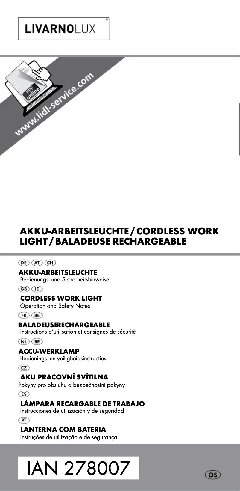 Page 1 de la notice Manuel utilisateur Livarno Lux IAN 275248