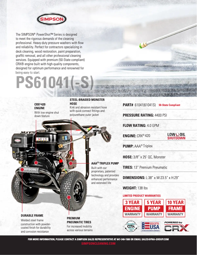 Página 1 del manual Ficha técnica Simpson PowerShot PS-61041