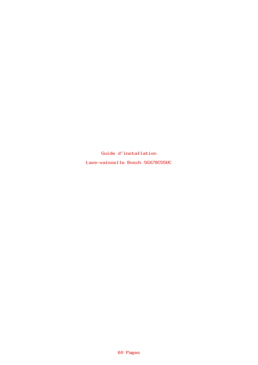 Page 1 de la notice Guide d'installation Bosch SGX78C55UC