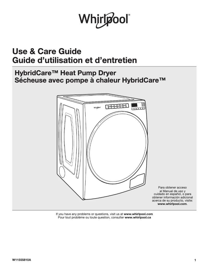 Page 1 de la notice Manuel d'utilisation et d'entretien Whirlpool WHD862CHC