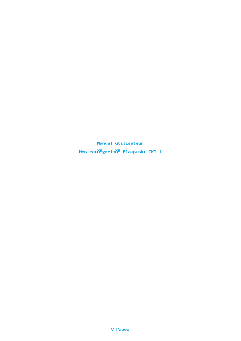 Page 1 de la notice Manuel utilisateur Blaupunkt CKT 1
