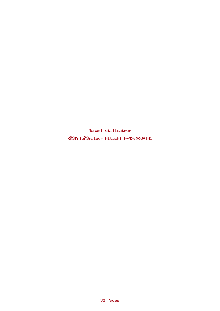 Page 1 de la notice Manuel utilisateur Hitachi R-MX600GVTH1