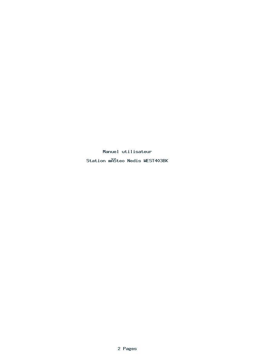 Page 1 de la notice Manuel utilisateur Nedis WEST403BK
