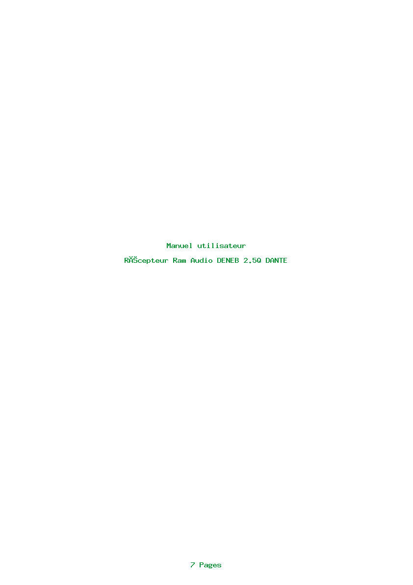 Page 1 de la notice Manuel utilisateur Ram Audio DENEB 2.5Q DANTE
