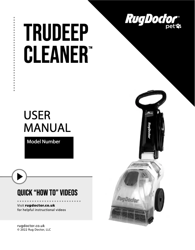 Page 1 de la notice Manuel utilisateur Rug Doctor TruDeep Cleaner
