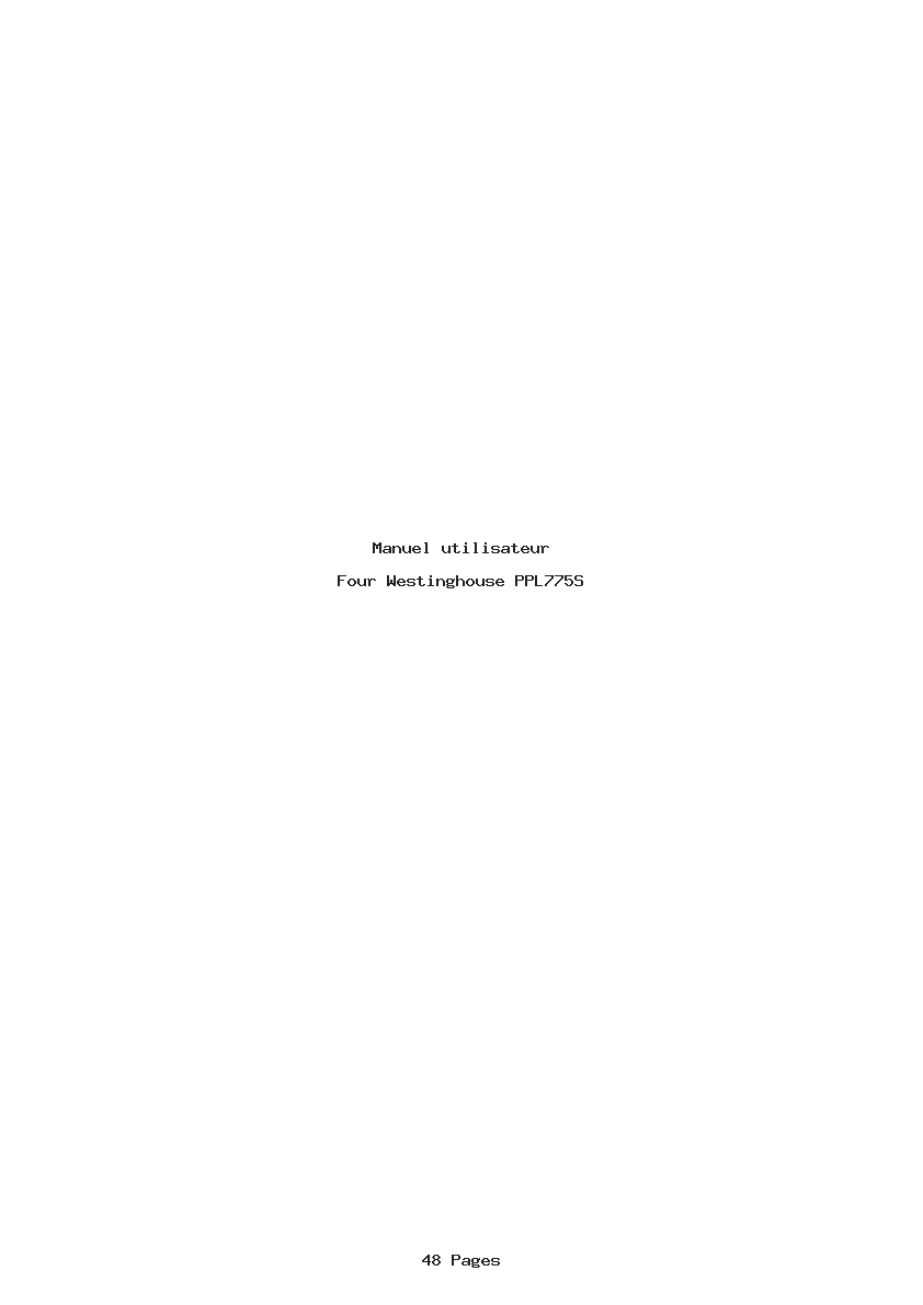 Page 1 de la notice Manuel utilisateur Westinghouse PPL775S