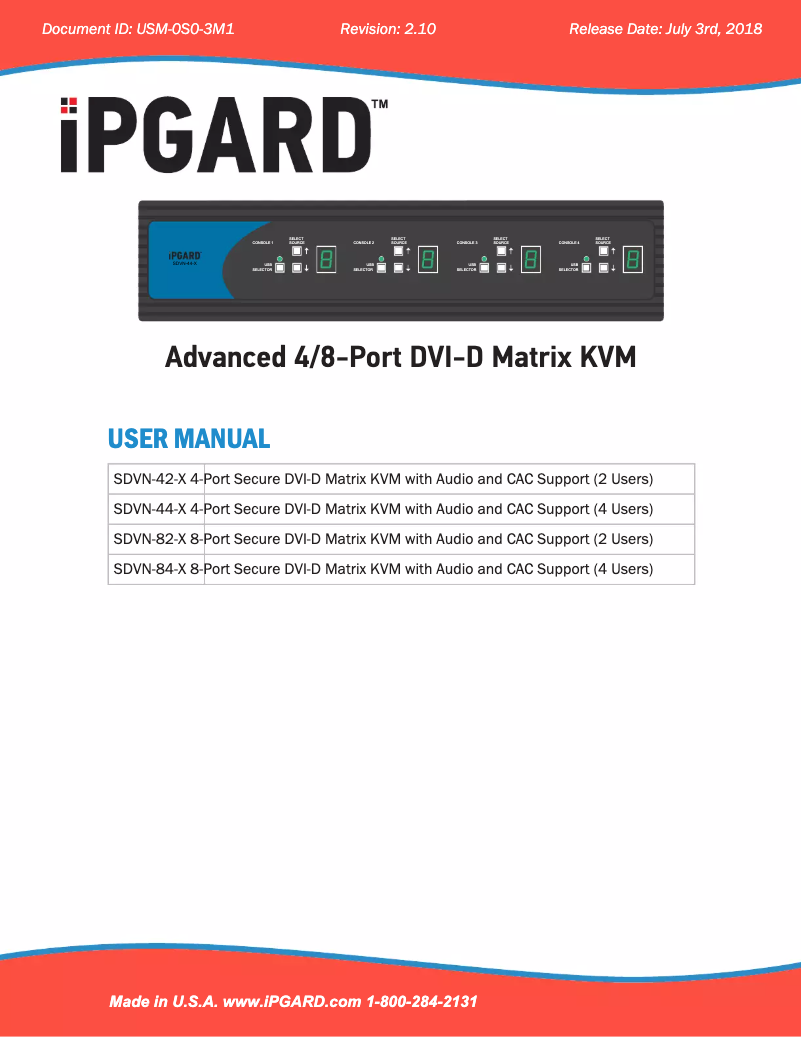 Page 1 de la notice Manuel utilisateur iPGARD SDVN-44-X