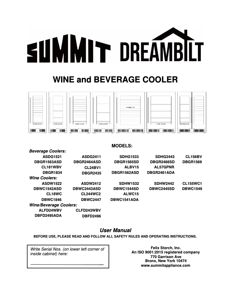 Page 1 de la notice Manuel utilisateur Summit CL156BV