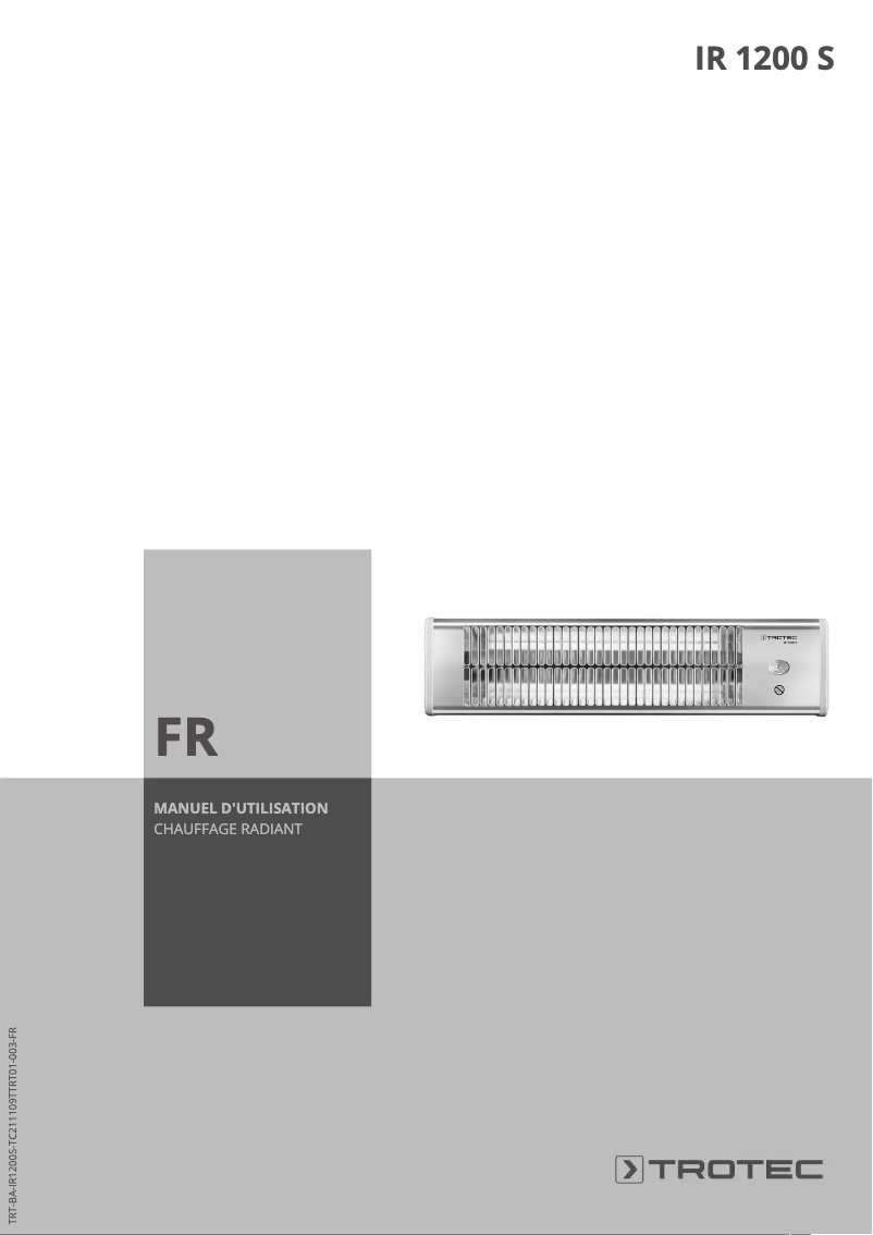 Page 1 de la notice Manuel utilisateur Trotec IR 1200 S