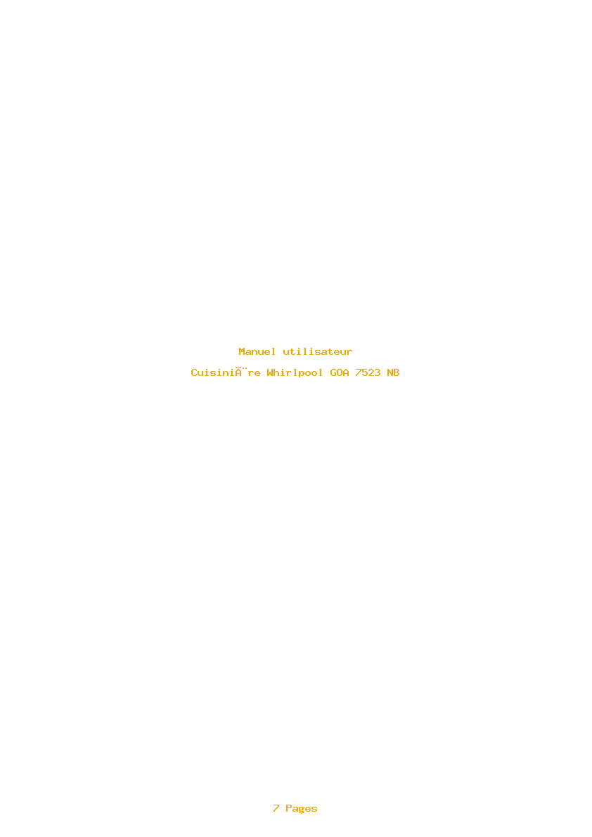 Page 1 de la notice Manuel utilisateur Whirlpool GOA 7523 NB