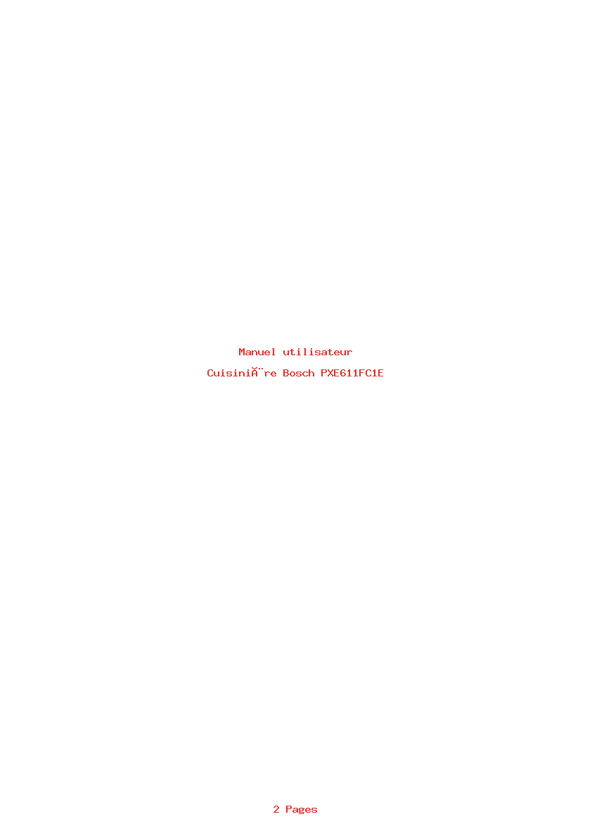 Page 1 de la notice Manuel utilisateur Bosch PXE611FC1E