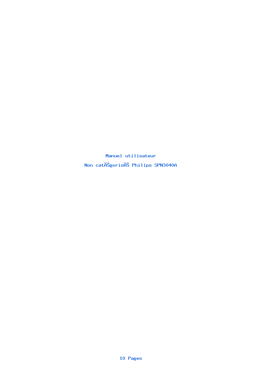 Page 1 de la notice Manuel utilisateur Philips SPN3040A