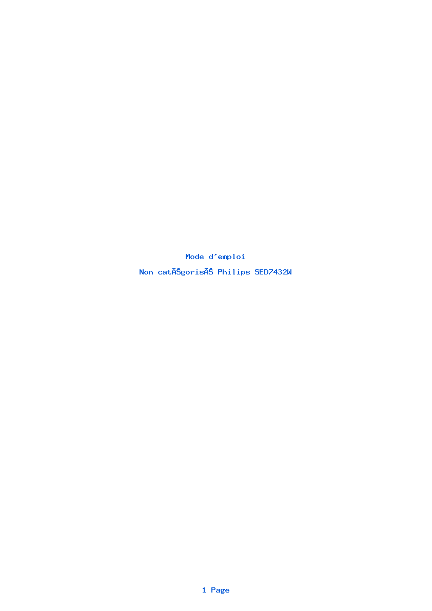 Page 1 de la notice Mode d'emploi Philips SED7432W