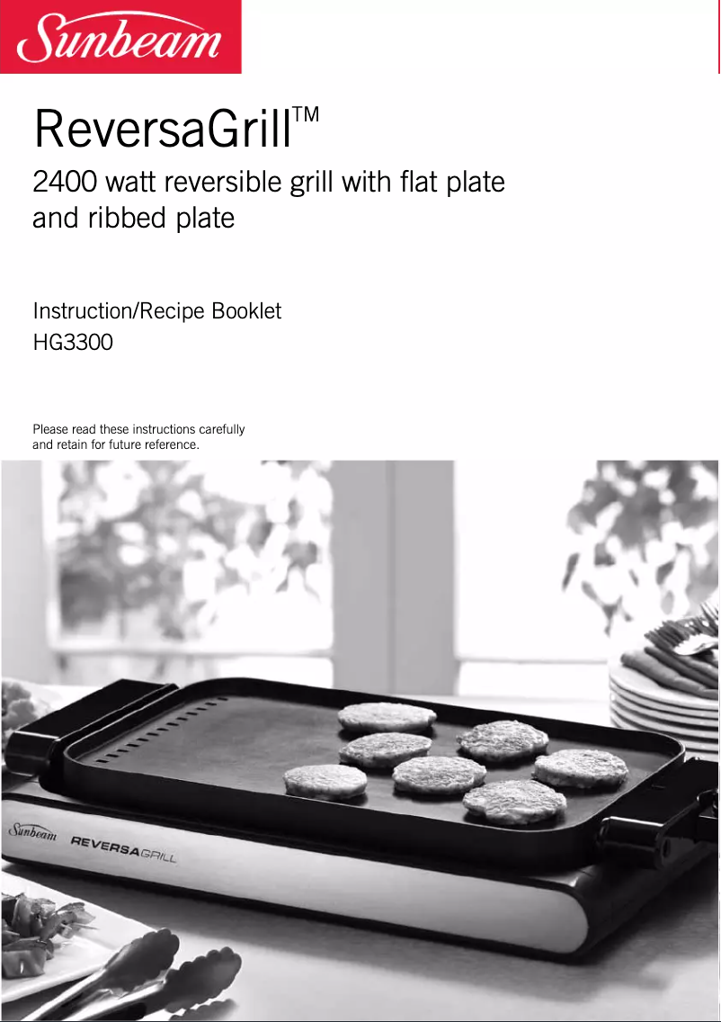 Page 1 de la notice Manuel utilisateur Sunbeam ReversaGrill HG3300