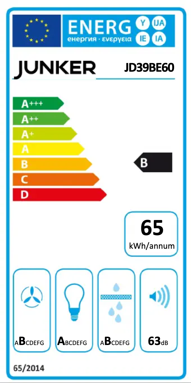 Page 1 de la notice Label énergétique Junker JD39BE60