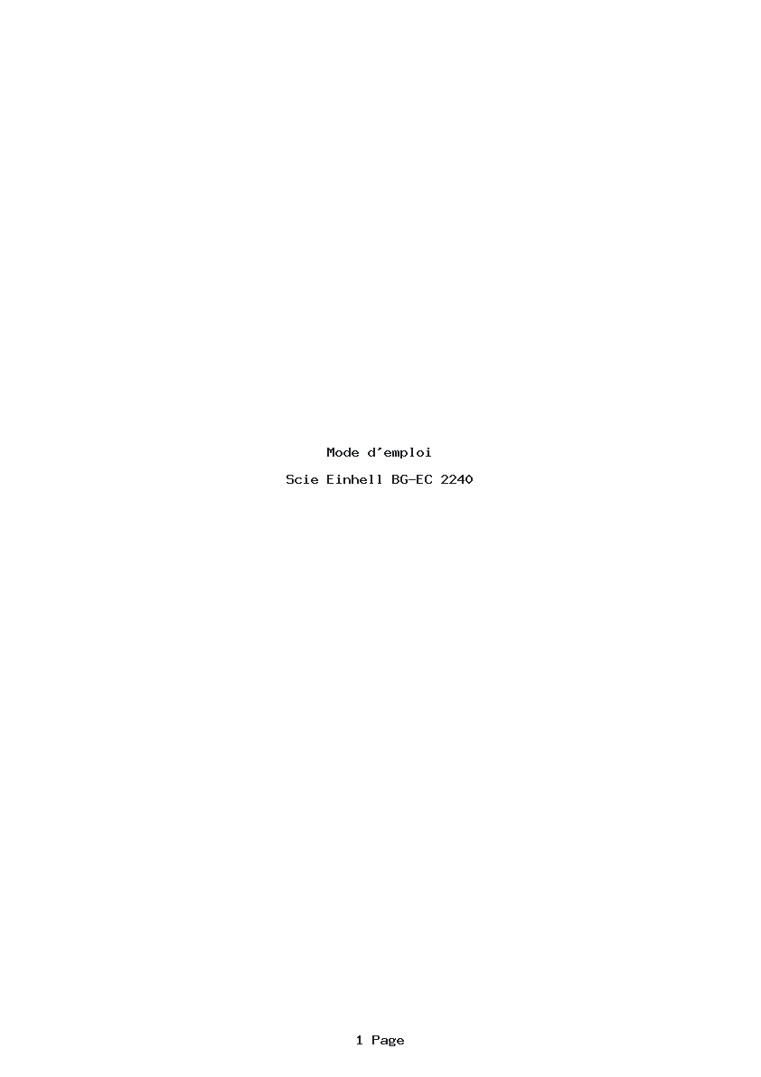 Page 1 de la notice Mode d'emploi Einhell BG-EC 2240