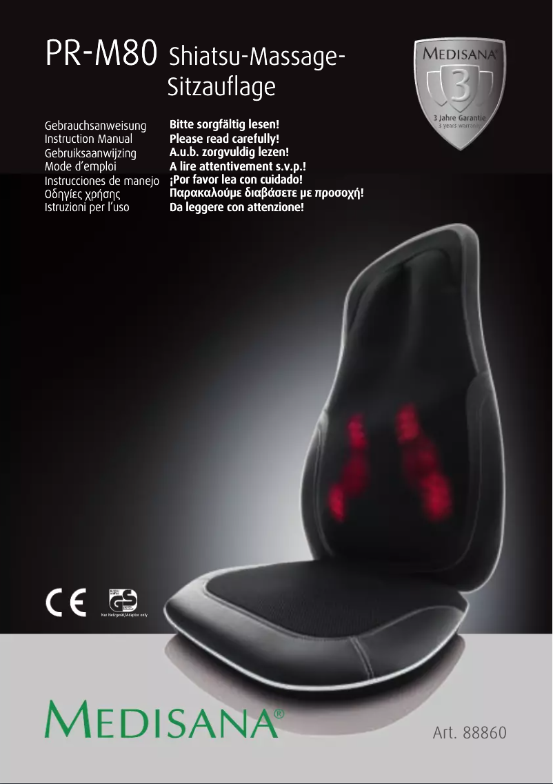 Page 1 de la notice Manuel utilisateur Medisana Shiatsu PR-M80