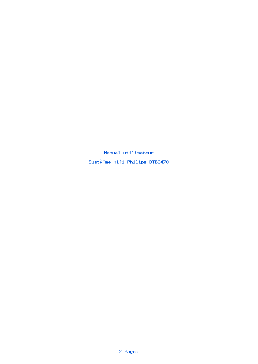 Page 1 de la notice Manuel utilisateur Philips BTB2470