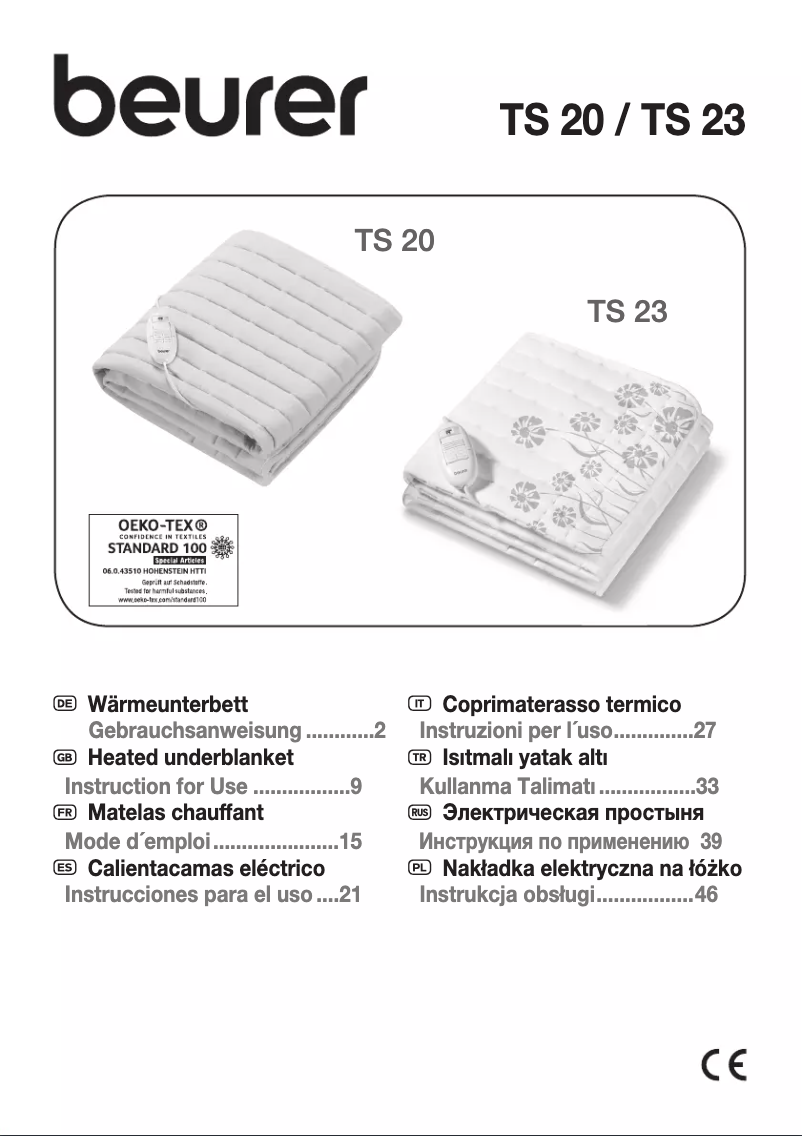 Page 1 de la notice Manuel utilisateur Beurer TS 20
