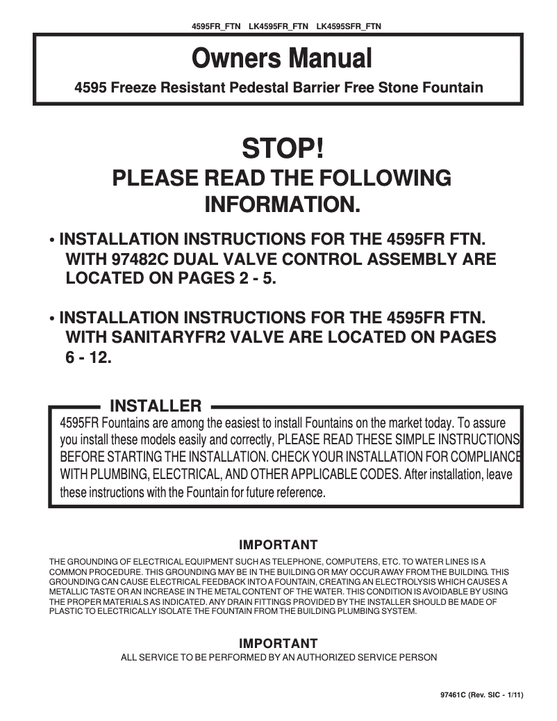 Page 1 de la notice Manuel utilisateur Elkay LK4595SFR