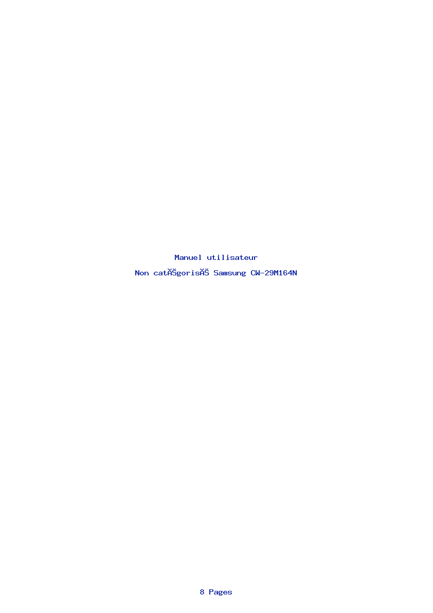 Page 1 de la notice Manuel utilisateur Samsung CW-29M164N