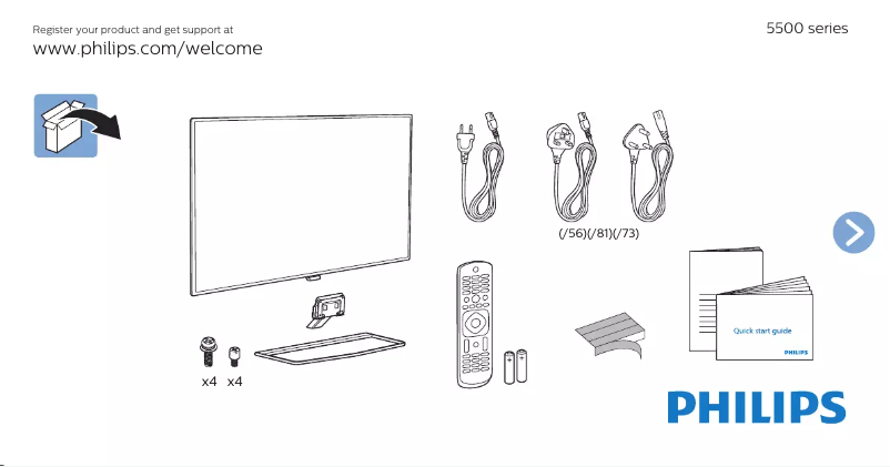 Page 1 of the manual Quick Start Guide Philips 50PFT5500
