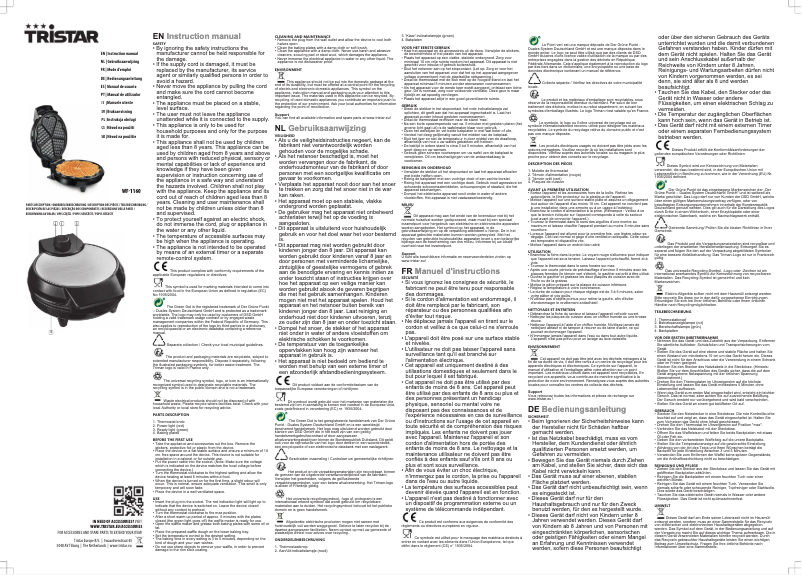 Página 1 del manual Manual de usuario TriStar WF-1160