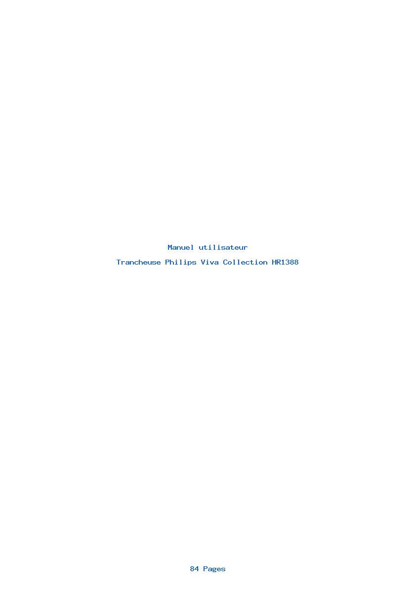 Page 1 de la notice Manuel utilisateur Philips Viva Collection HR1388