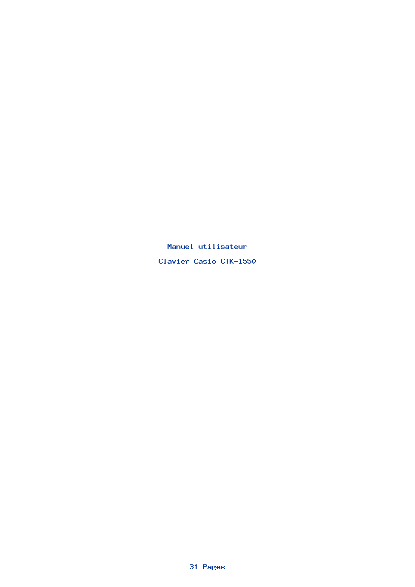 Page 1 de la notice Manuel utilisateur Casio CTK-1550